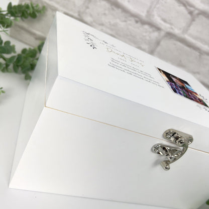 Personalised One Photo White Wooden Keepsake Memory Box - 3 Sizes