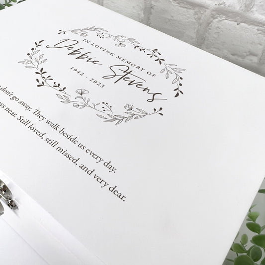 Personalised Wreath Keepsake White Wooden Memory Box - 3 Sizes