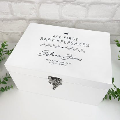 Personalised Any Message White Wooden Keepsake Memory Box - 3 Sizes