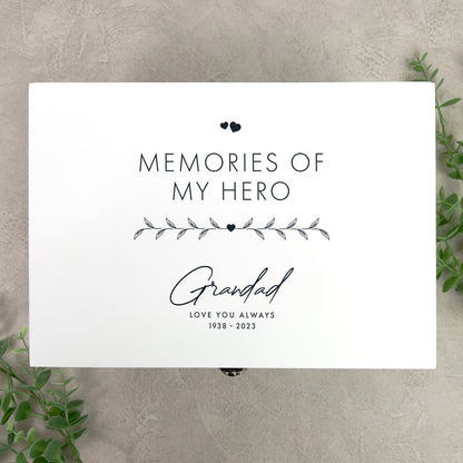 Personalised Any Message White Wooden Keepsake Memory Box - 3 Sizes