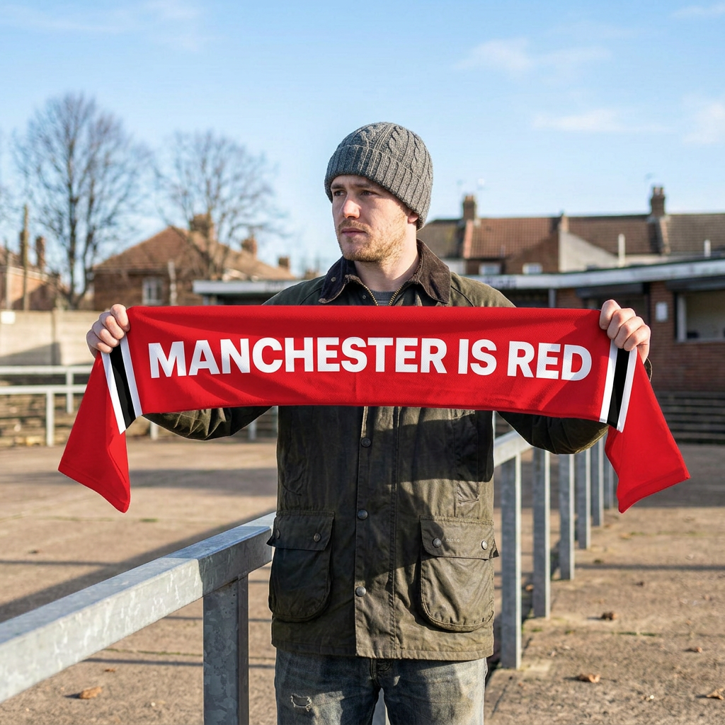 Manchester Red Legends - Knitted Eyelet Football Scarf