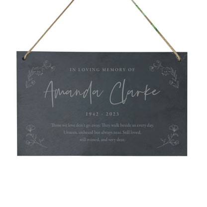 Personalised Wreath Memorial Slate Hanging Plaque 25 x 15cm
