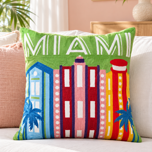 Miami Art Deco Needlepoint Pillow