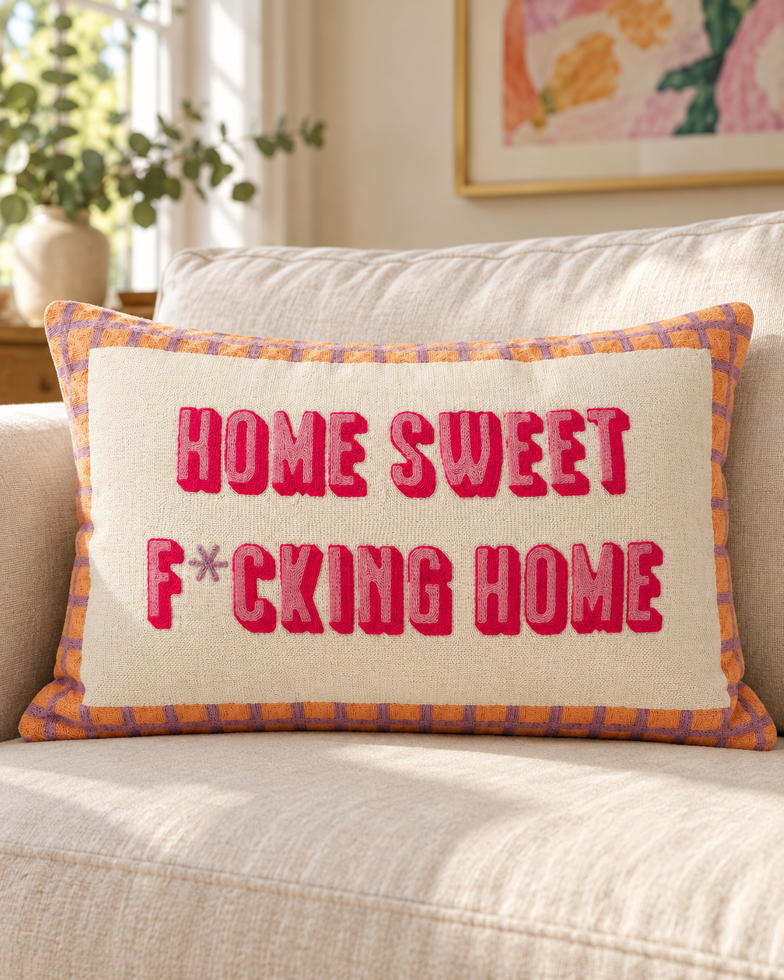 Home Sweet F*cking Home Needlepoint Pillow