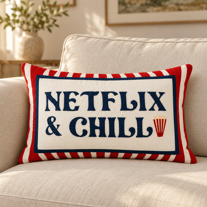Netflix & Chill Needlepoint Pillow