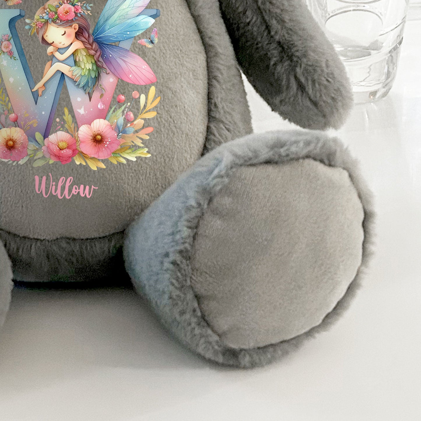 Personalised Fairy Alphabet Grey Plush Teddy Bear 42cm | New Baby, 1st Birthday & Christening Gift
