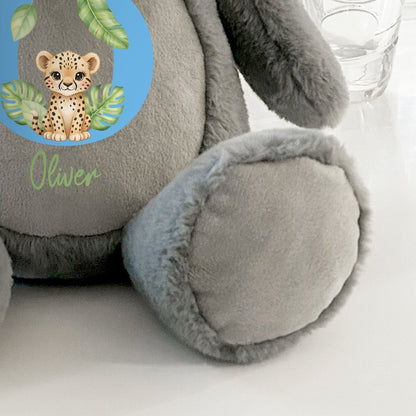 Personalised Animal Alphabet Grey Teddy Bear | New Baby, 1st Birthday or Christening Gift - The Lovely Keepsake Company