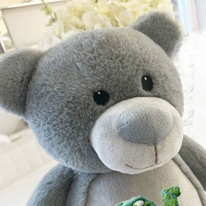 Personalised Monster Alphabet Grey Plush Teddy Bear 42cm | Children's Birthday or Christening Gift - The Lovely Keepsake Company