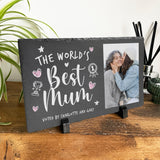 Personalised The World's Best Mum Photo Slate With Stand 30 x 20cm