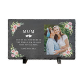 Personalised Any Message Pink Floral Decorative Slate With Stand 30 x 20cm