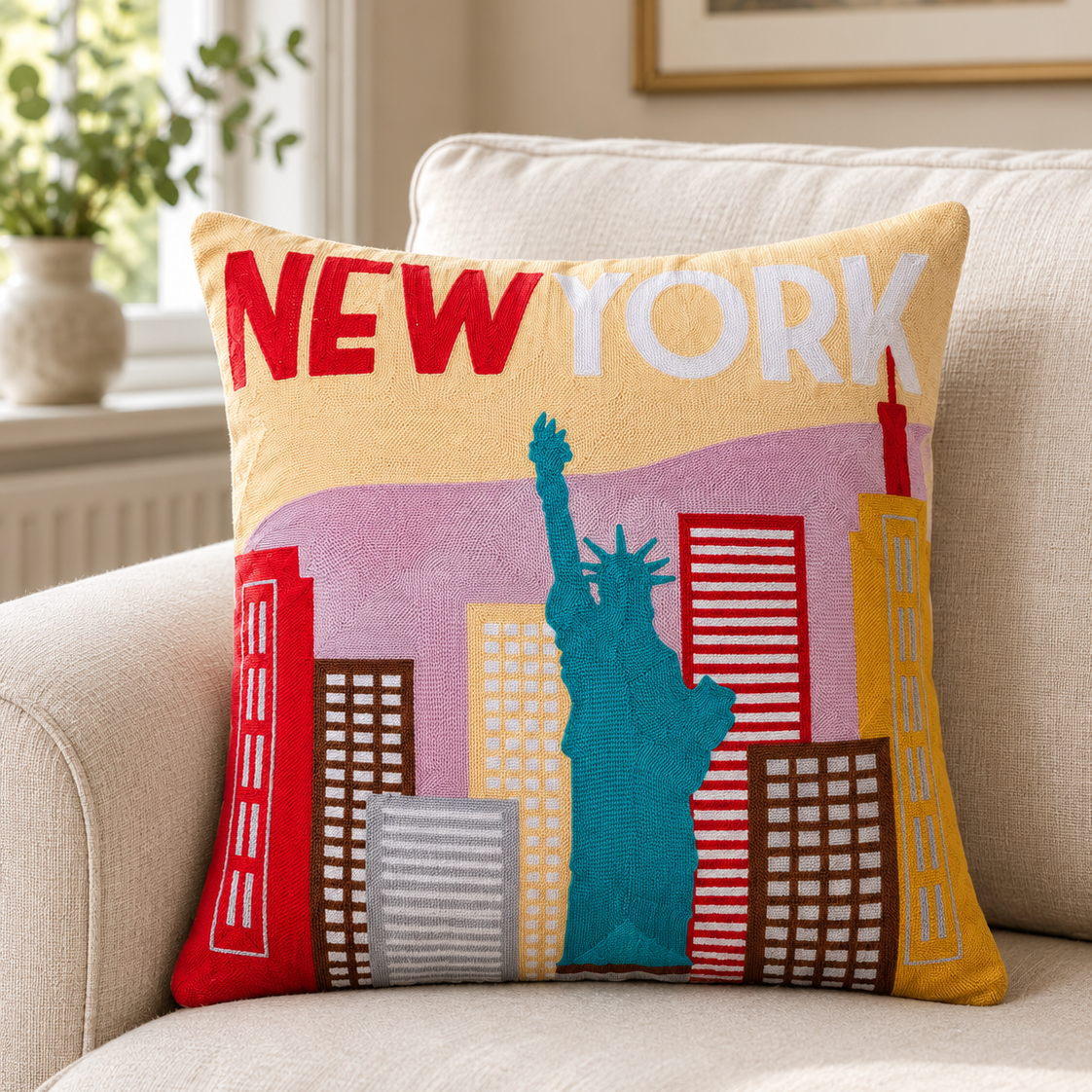 New York City Needlepoint Pillow