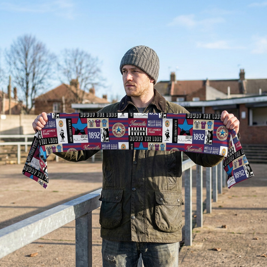 Newcastle History Montage - Knitted Eyelet Football Scarf