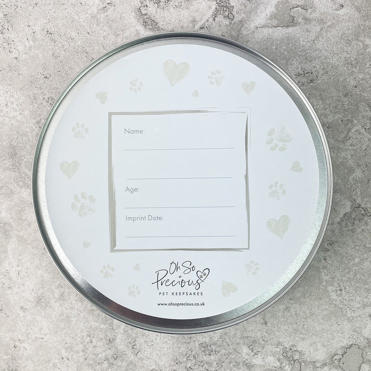 Pet Paw Print Clay Impression Tin