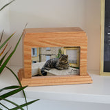Personalised Pet Urn with Photo Solid Oak