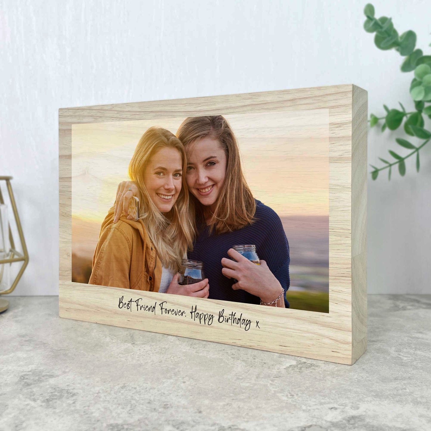 Personalised Freestanding One Photo Giant Wooden Block (15cm x 21cm) - Landscape