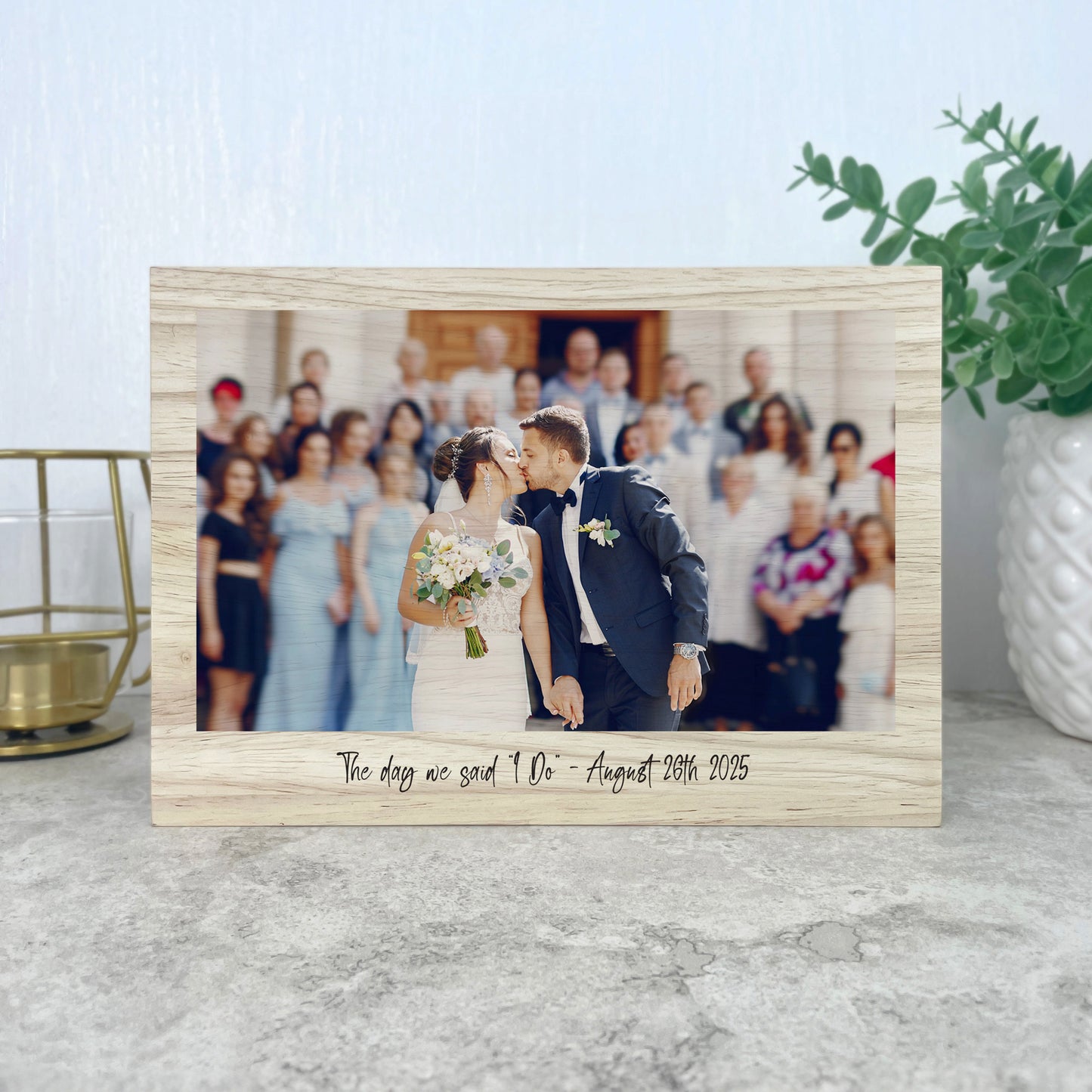 Personalised Freestanding One Photo Giant Wooden Block (15cm x 21cm) - Landscape