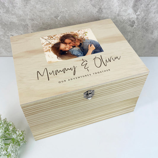 Personalised Our Adventures Together Pine Photo Memory Box - 5 Sizes