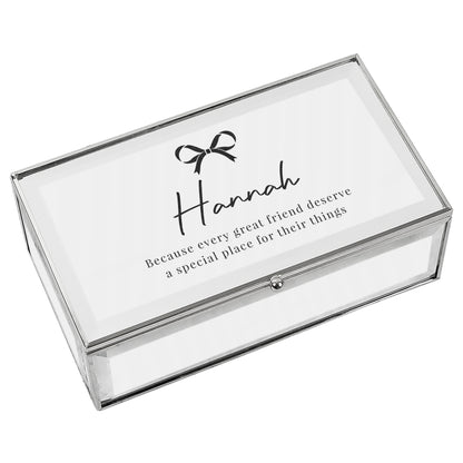 Personalised Bow Mirrored Jewellery Box