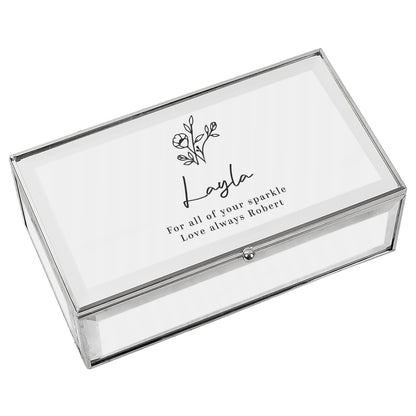 Personalised Floral Mirrored Jewellery Box