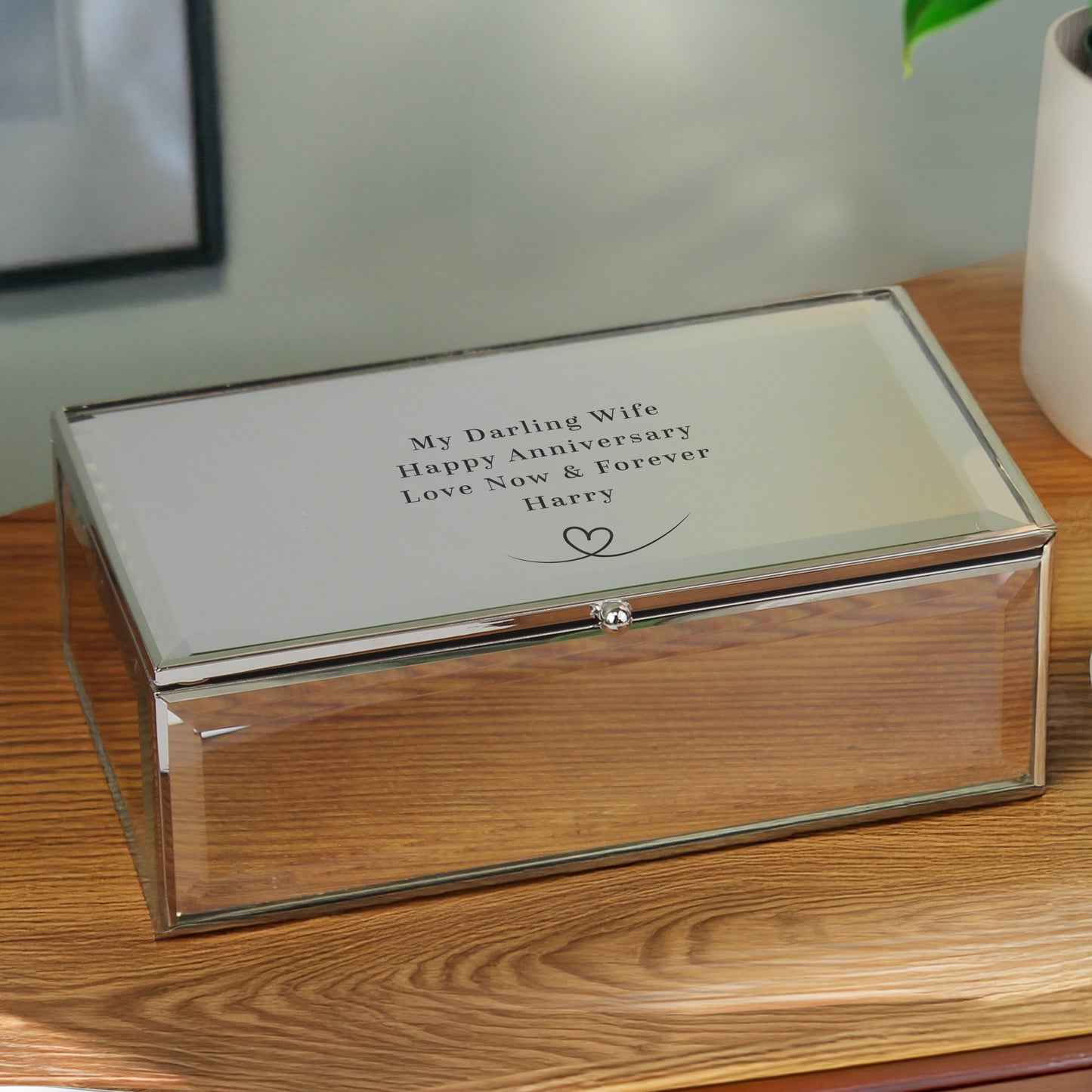 Personalised Heart Mirrored Jewellery Box