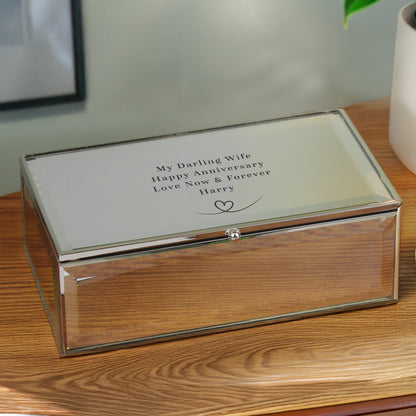 Personalised Heart Mirrored Jewellery Box