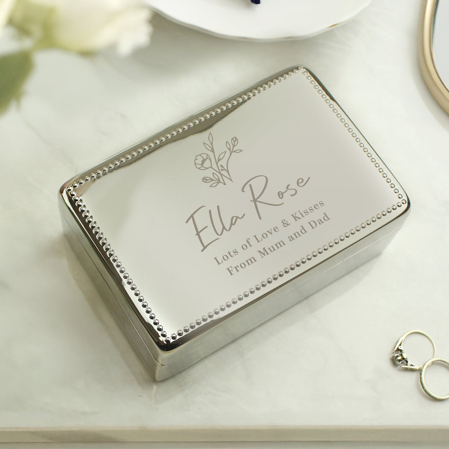 Personalised Floral Small Jewellery Box