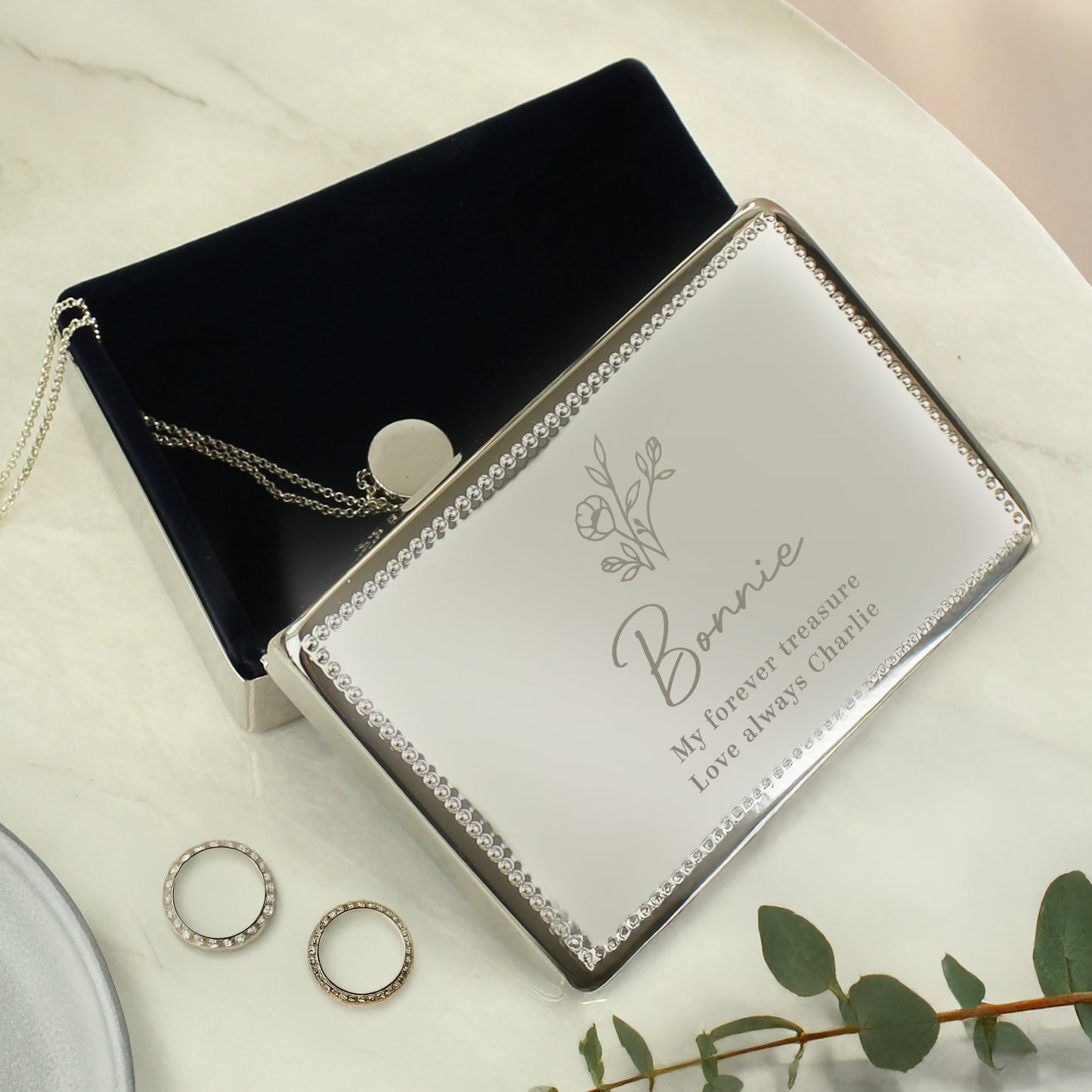 Personalised Floral Small Jewellery Box