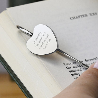 Personalised Engraved Silver Heart Bookmark