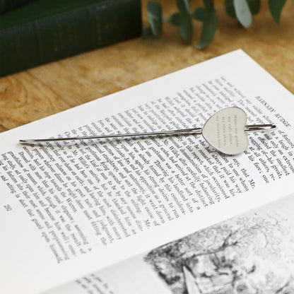 Personalised Engraved Silver Heart Bookmark