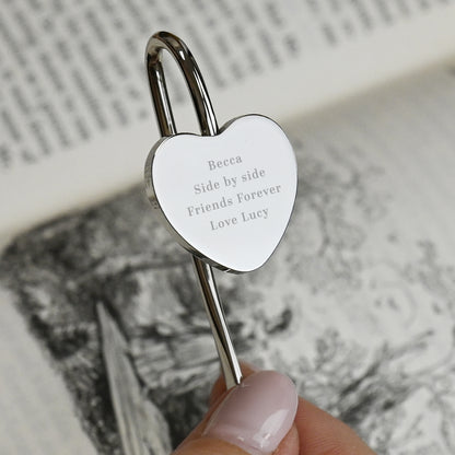 Personalised Engraved Silver Heart Bookmark