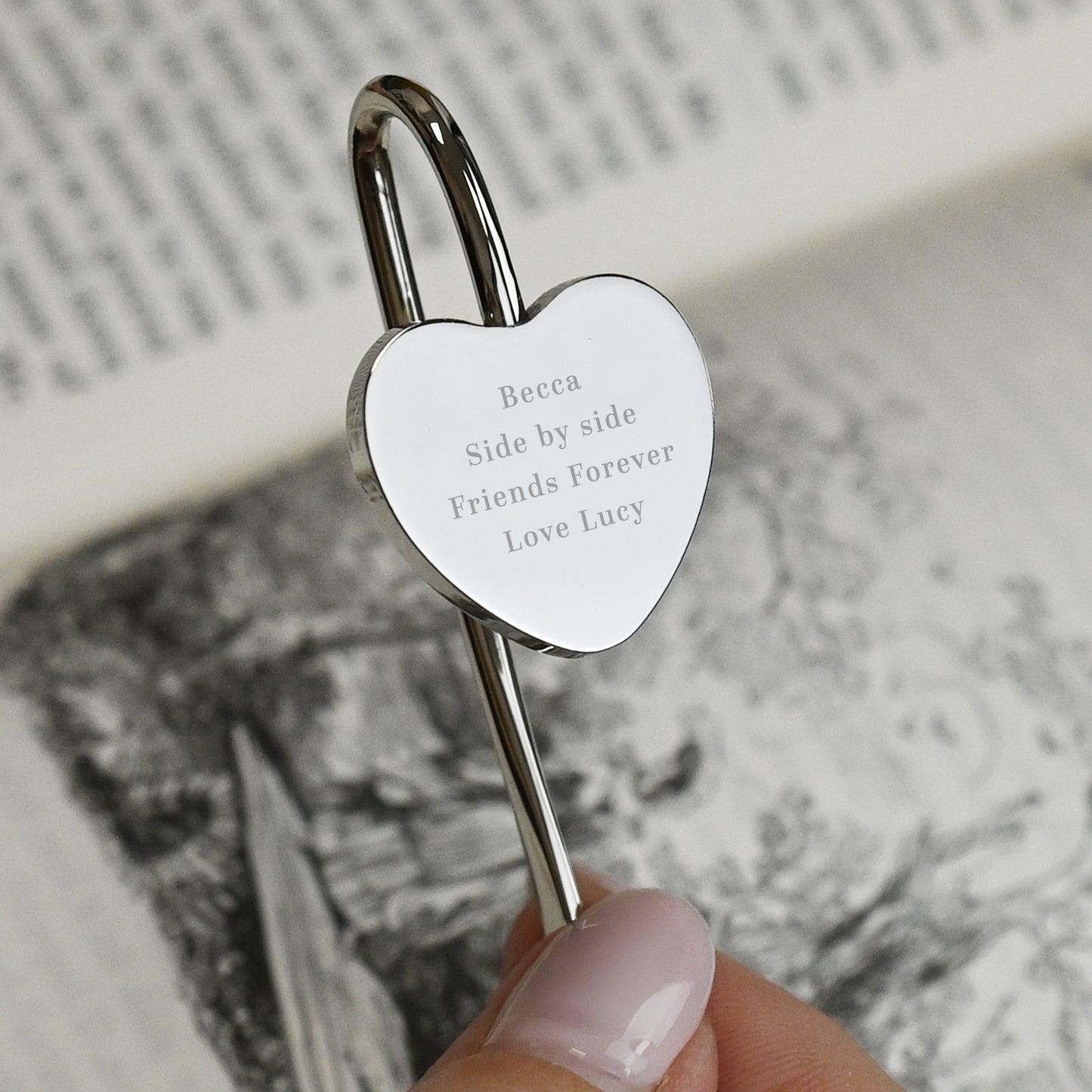 Personalised Engraved Silver Heart Bookmark