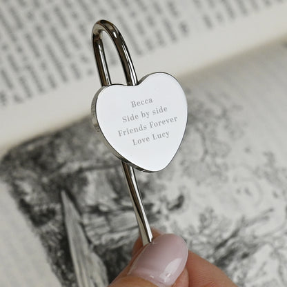 Personalised Engraved Silver Heart Bookmark