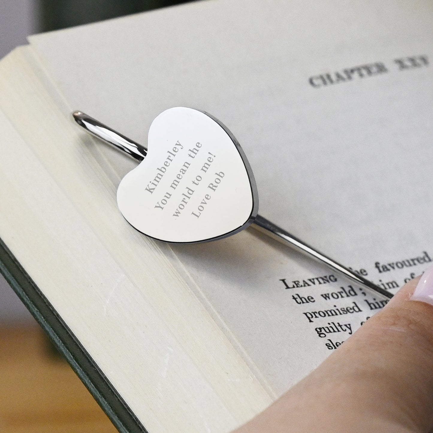 Personalised Engraved Silver Heart Bookmark