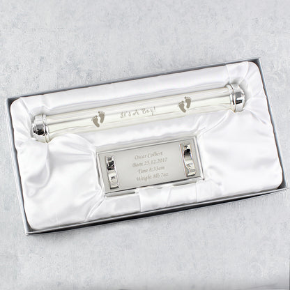 Personalised Its A Boy Silver Plated Certificate Holder