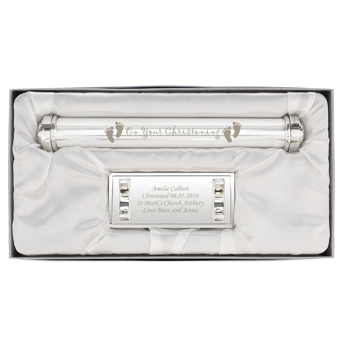 Personalised Christening Silver Plated Certificate Holder