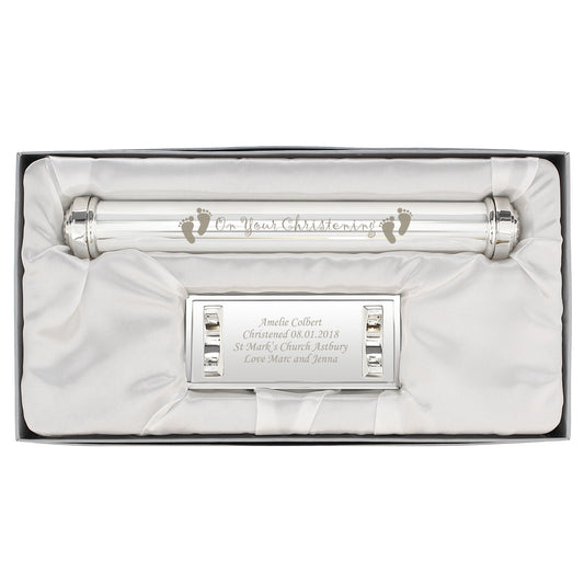 Personalised Christening Silver Plated Certificate Holder