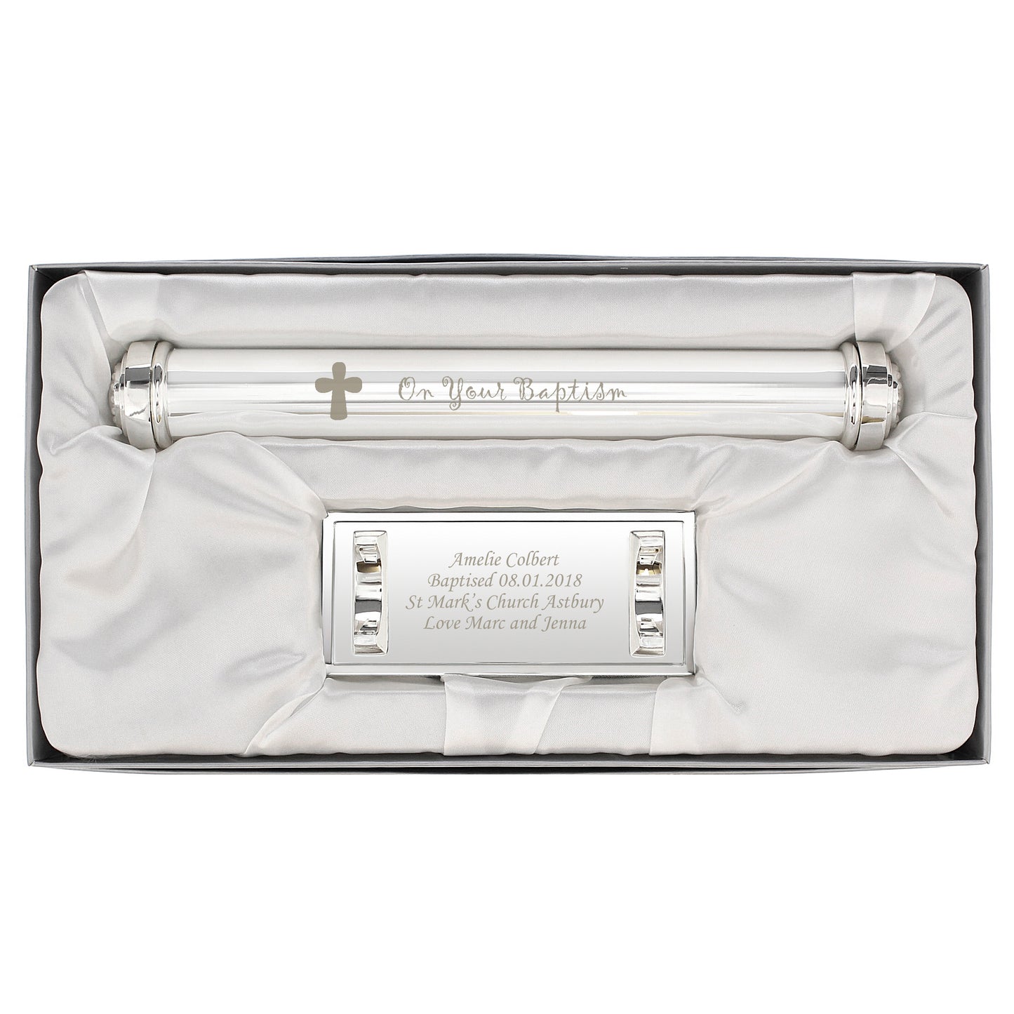 Personalised Baptism Silver Plated Certificate Holder