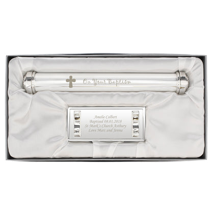 Personalised Baptism Silver Plated Certificate Holder
