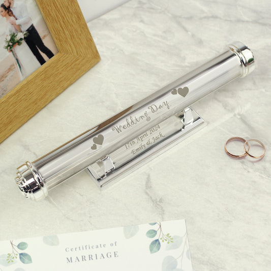 Personalised Wedding Day Silver Plated Certificate Holder