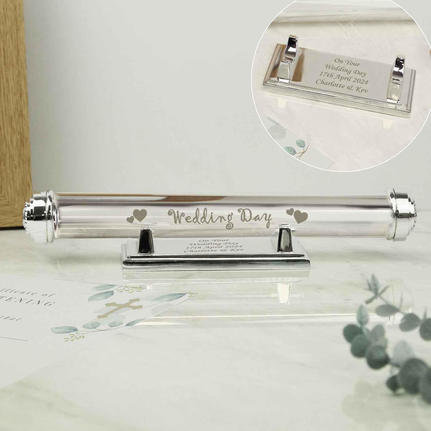Personalised Wedding Day Silver Plated Certificate Holder