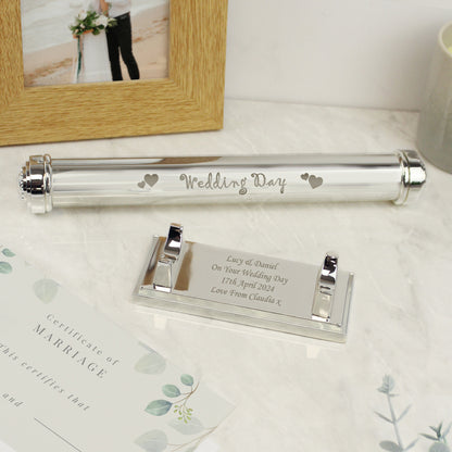 Personalised Wedding Day Silver Plated Certificate Holder