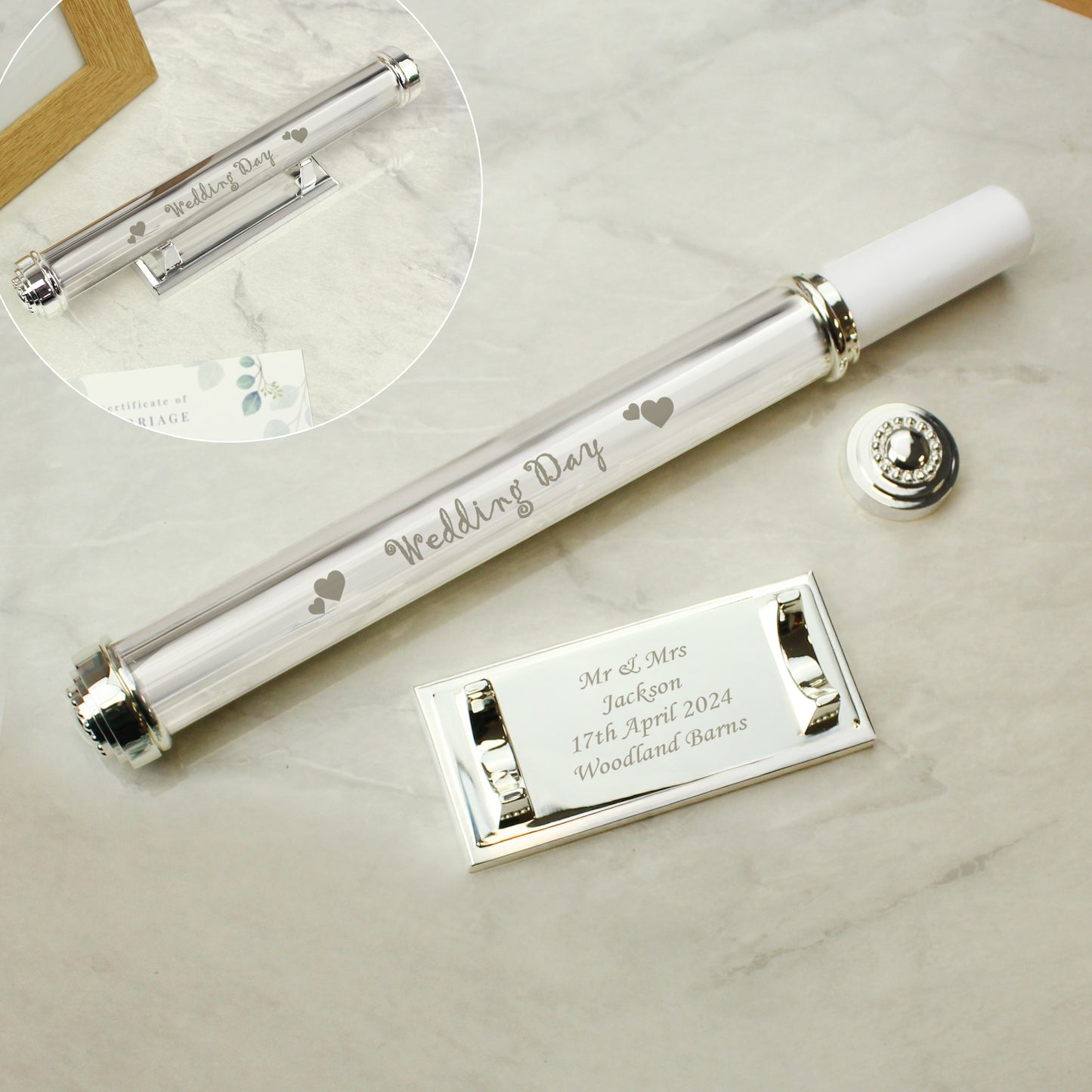 Personalised Wedding Day Silver Plated Certificate Holder