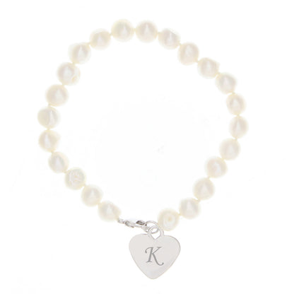 Personalised White Freshwater Scripted Initial Pearl Bracelet