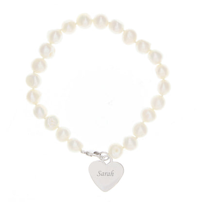 Personalised White Freshwater Pearl Scripted Name Bracelet