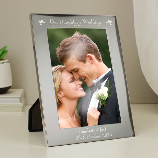 Personalised Silver 5x7 Decorative Our Daughters Wedding Photo Frame