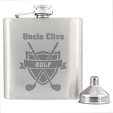 Personalised Golf Crest Hip Flask