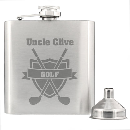 Personalised Golf Crest Hip Flask