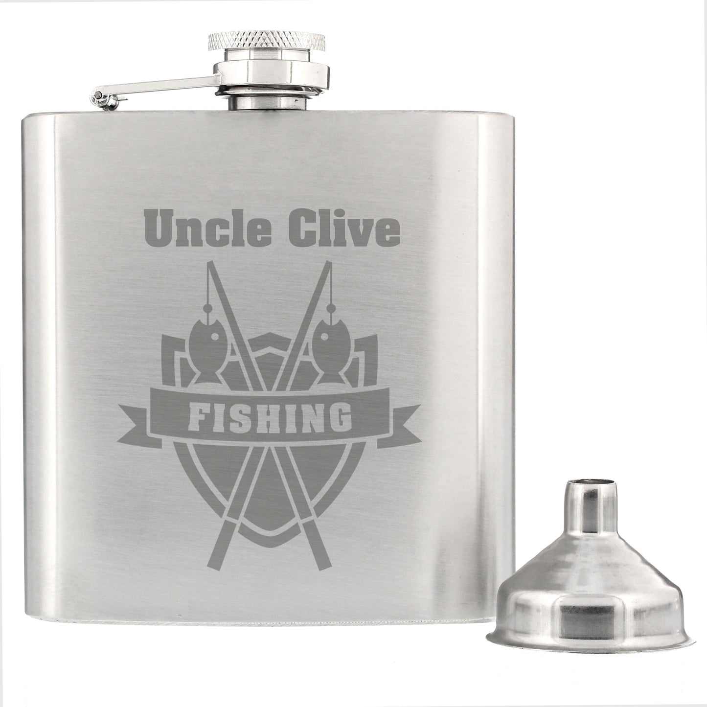 Personalised Fishing Crest Hip Flask