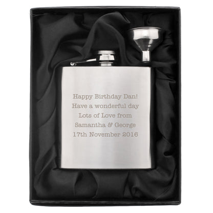 Personalised Any Message Stainless Steel Hip Flask