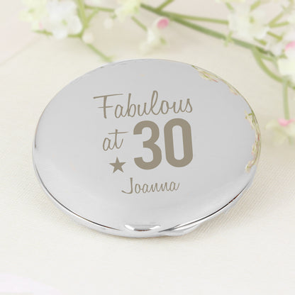 Personalised Fabulous Birthday Big Age Compact Mirror